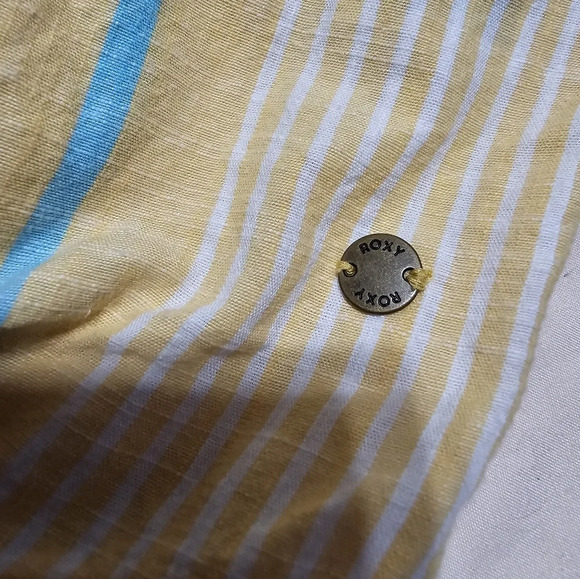 Roxy Crossing Stripes Off The Shoulder Cotton Top, Tie Hem, Lightweight, EUC! - Picture 10 of 12